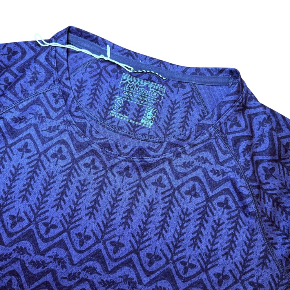 Patagonia Capilene Midweight Baselayer Top Purple Geo Print Womens Small L/S